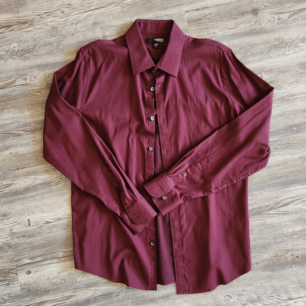 Murano Liquid Luxury Burgundy Dress Shirt (Slim Fit)